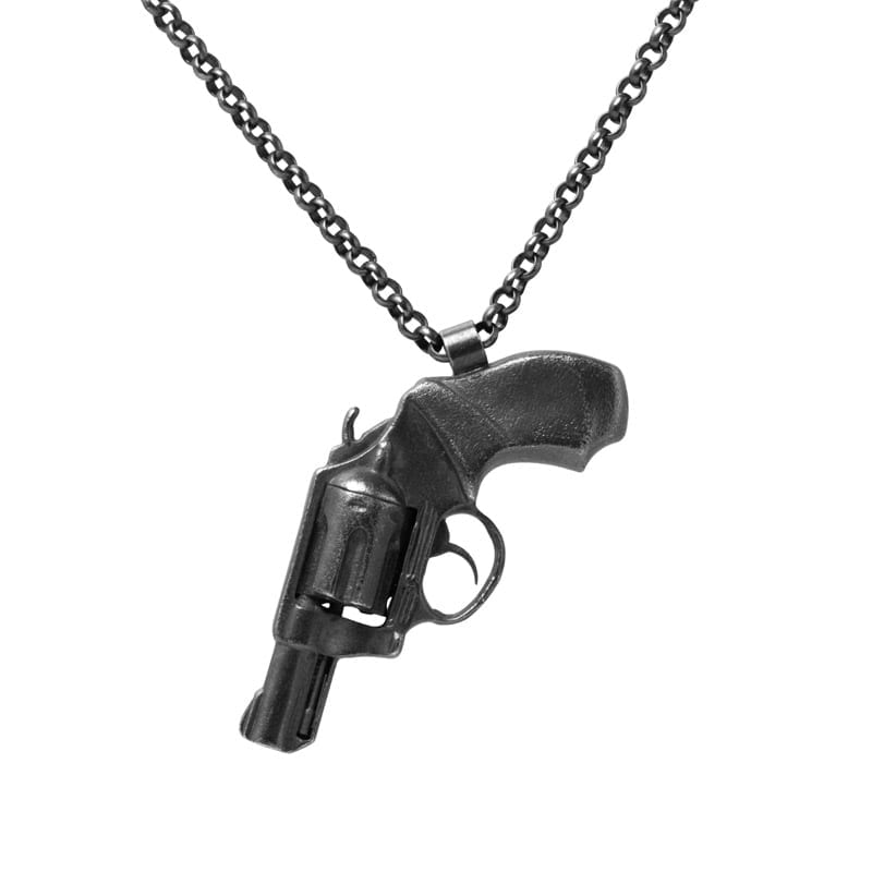 REVOLVER HALSKÆDE, RHODINERET SØLV