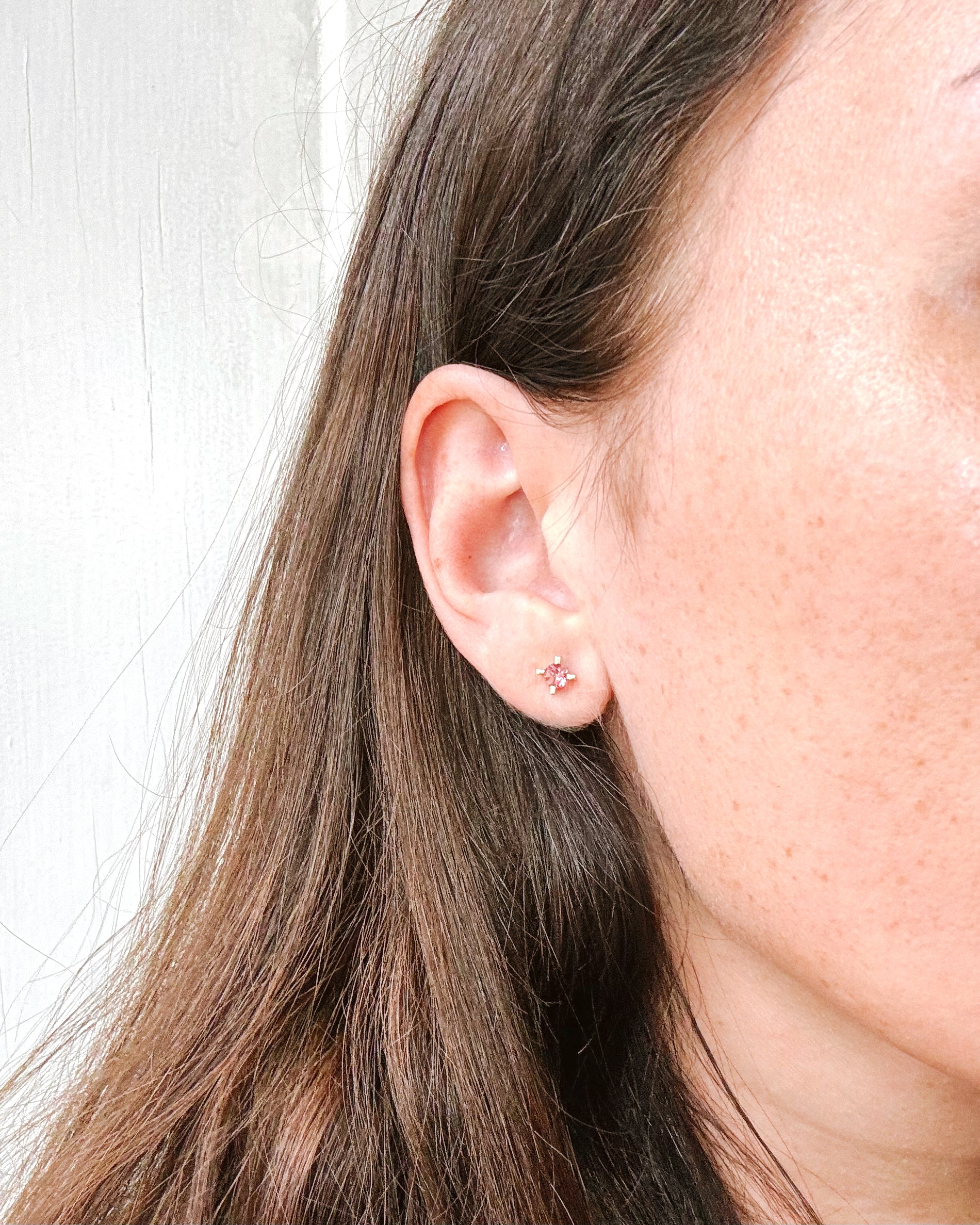 PINK SAPPHIRE EAR STUDS