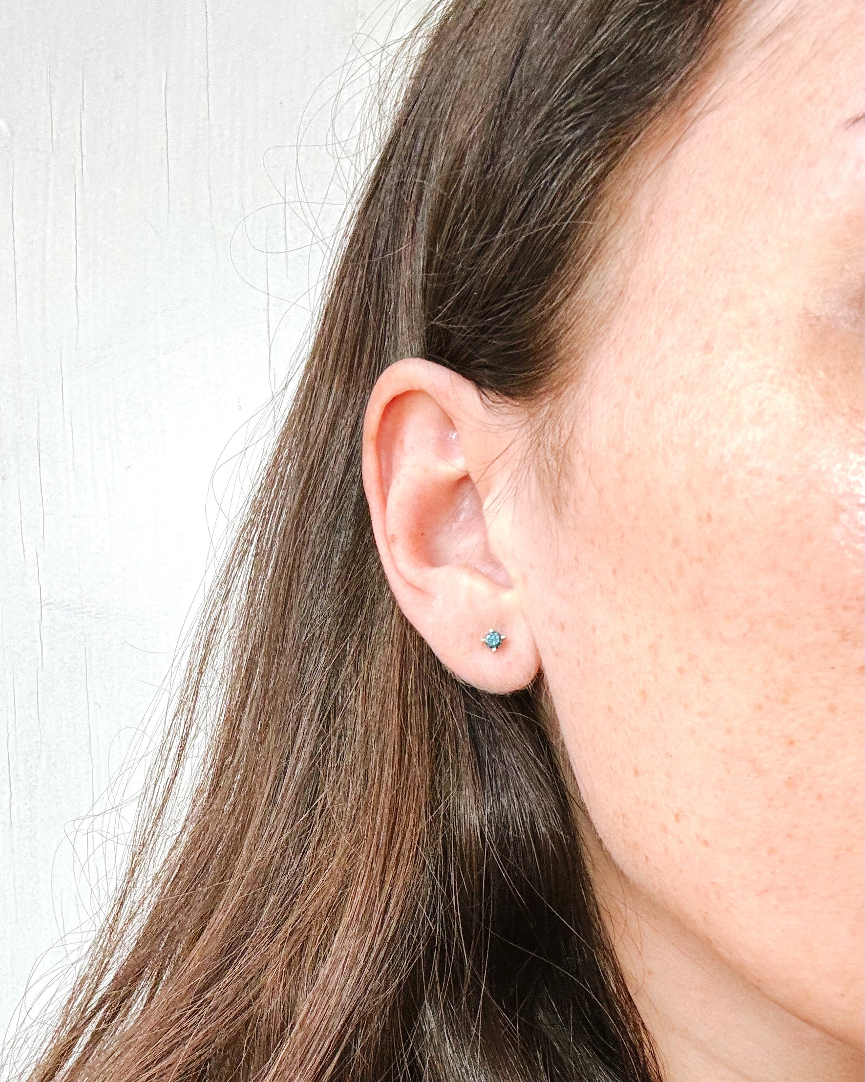 BLUE DIAMOND EAR STUDS